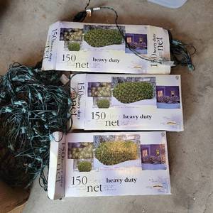 lot 53 image: Three New In Box working net outdoor lights for bushes or whatever you want to use them for