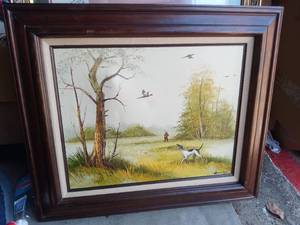 lot 145 image: Vintage Framed Original Hunting Scene Painting