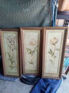 lot 139 image: Three Vintage 1990s Framed Floral Prints