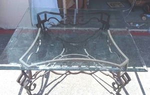 lot 138 image: Large Heavy Glass and Metal Coffee Table
