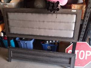 lot 74 image: Grey Queen Size Headboard and Footboard - see details below