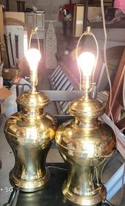 lot 165 image: Pair of Vintage Real Brass Large Table Lamps
