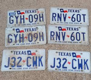 lot 103 image: Three Pairs  of Vintage Texas Truck License Plates