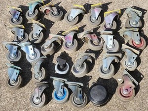 lot 176 image: Large Lot of Large Industrial Casters and Wheels