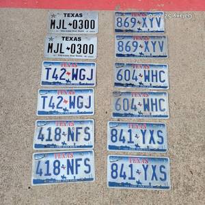 lot 98 image: Six Pairs of Texas License Plates