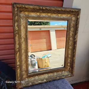 lot 150 image: Gold Framed Beveled Edge Mirror