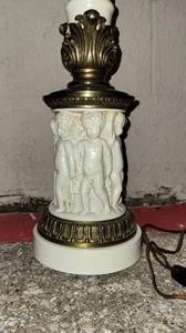 lot 167 image: Vintage Tall Mid-Century Neoclassical Table Lamp with Glass Shade