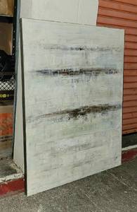 lot 141 image: Original Large Signed Silver Abstract Painting - Unframed