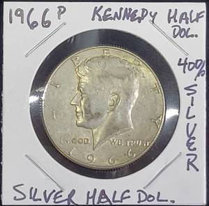 lot 252 image: Silver 1966 P Kennedy Half Dollar 40 Percent Silver