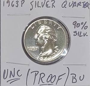 lot 253 image: Silver 1963 P Quarter 90 Percent Silver