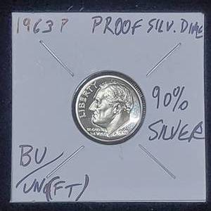 lot 254 image: Silver 1963 P Proof Dime 90 Percent Silver