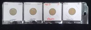 lot 45 image: Four Wheat Cents