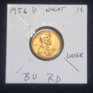 lot 109 image: 1956 D Wheat Cent Brilliant Uncirculated Red