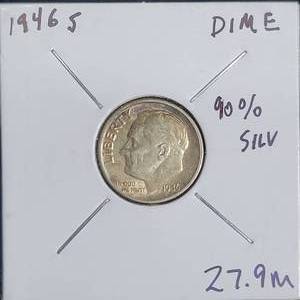 lot 298 image: Silver 1946 S Roosevelt Dime 90 Percent Silver
