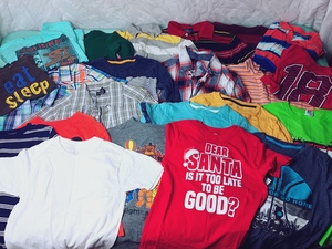 lot 12 image: 23 Pc Mixed Boys Clothing Set (7-9M) w Polo Ralph Lauren, Wrangler, The Childrens Place, Etc.