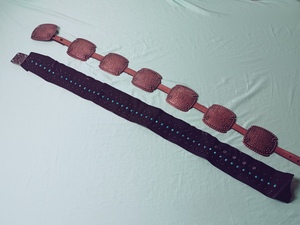lot 68 image: NEW - 2 Pc Rancho Estancia Leather Belts - QV DESCR