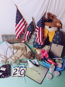 lot 62 image: Mixed Lot of Decor, Aluminum 4 Address Numbers, Hanging Storage Baskets, Candles, Body Lotion, Shower Gel, Body Scrub, Etc.