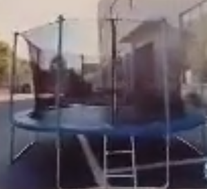 lot 97 image: NEW - 10 Trampoline with Basketball Hoop, Ladder, and Enclosure from Segmart CLICK TO SEE VIDEO