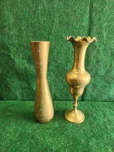lot 80 image: Pair of brass vases