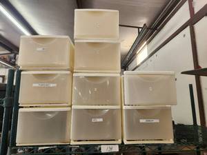 lot 134 image: Selection of stackable storage bins