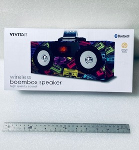 lot 5 image: New Vivitar Wireless Bluetooth Boombox Speaker With LED Light Display, Multicolored