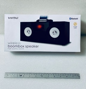 lot 17 image: New Vivitar Wireless Bluetooth Boombox Speaker With LED Light Display, Black