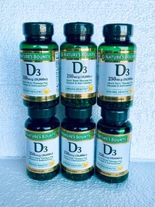 lot 80 image: Lot Of 6 New Sealed - Natures Bounty Assorted Vitamin D3, Supports Strong Bones & Immune Health, 10,000IU, 432 Total Soft Gels - As Shown - Total Retail $90