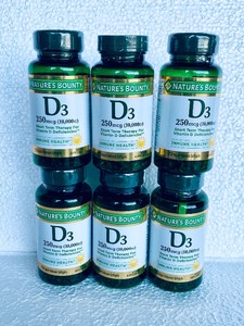 lot 81 image: Lot Of 6 New Sealed - Natures Bounty Assorted Vitamin D3, Supports Strong Bones & Immune Health, 10,000IU, 432 Total Soft Gels - As Shown - Total Retail $90