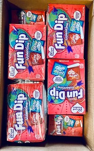 lot 126 image: Lot Of 16 - New Likmaid Fun Dip Valentine Card Pouches, 352 Total Pieces, 9.46 Oz Per Box - As Shown - Total Retail $96