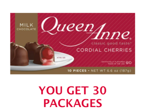 lot 117 image: Lot Of 30 - New Queen Anne Cordial Cherries Milk Chocolate, 300 Total Pieces - As Shown - Total Retail $360