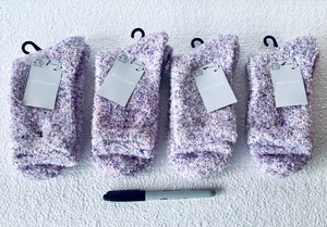 lot 144 image: Lot Of 4 - New With Tags West Loop Womens Purple Cozy Fuzzy Socks, Shoe Size 4-10, 4 Pairs Total - As Shown