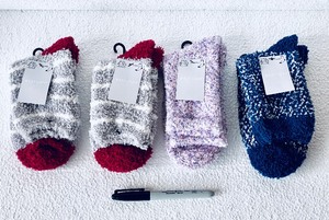 lot 145 image: Lot Of 4 New With Tags - West Loop Womens Cozy Fuzzy Socks, Shoe Size 4-10, 4 Pairs Total - In Style & Color As Shown