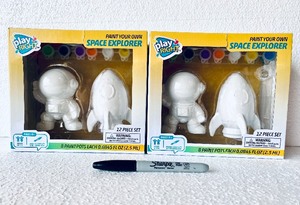 lot 166 image: Lot Of 2 - New Play Right Paint Your Own Space Explorer, 12Pc Set Each - As Shown - Total Retail $30