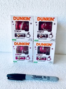 lot 208 image: Lot Of 4 - New Dunkin Original Artificially Flavored Hot Chocolate Bomb Made With Belgian Chocolate & Mini Marshmallows, 1.6 Oz Each Box - As Shown - Total Retail $28