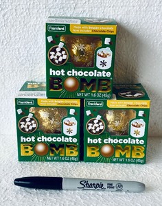 lot 271 image: Lot Of 3 - New Frankford Hot Chocolate Bomb Made With Belgian Chocolate & Chocolate Chips, 1.6Oz Each Box - As Shown - Total Retail $30