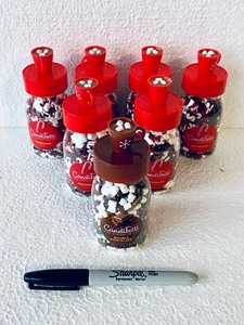 lot 295 image: Lot Of 7 New - (6) CandiFetti Hot Cocoa Decor Peppermint & (1) Double Chocolate, 2.82 Oz Each Bottle - As Shown - Total Retail $28