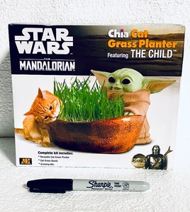 lot 312 image: New Star Wars The Mandalorian Chia Cat Grass Planter Featuring The Child Healthy Treat for Your Cat, Decorative Pottery - As Shown - Retails New $22