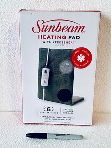 lot 334 image: New Sunbeam Heating Pad With Xpressheat & 6 Heat Settings, King Size 24 x 12 - As Shown - Retails $55