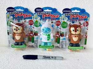 lot 349 image: Lot Of 3 New - Holiday Pooper Walking Candy Dispenser (2) Reindeer & (1) Yeti, .28 Oz Each - As Shown - Total Retail $30