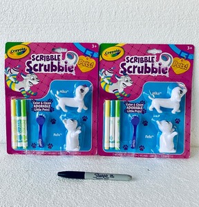 lot 355 image: Lot Of 2 - New Crayola Scribble Scrubbie Pets Animal Coloring Toy Set, Cat & Dog Each Set - As Shown - Total Retail $24