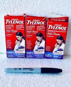 lot 412 image: Lot Of 3 New - Tylenol Infants Pain & Fever Reducer Liquid Drops Grape, (2) 2 Fl Oz & (1) 1 Fl Oz - As Shown - Total Retail $29