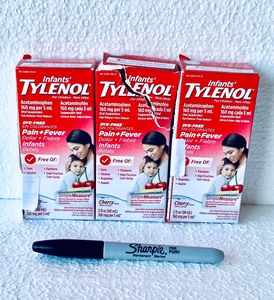 lot 427 image: Lot Of 3 - New Tylenol Infants Pain & Fever Reducer Liquid Drops Cherry, 2 Fl Oz Each Box - As Shown - Total Retail $33