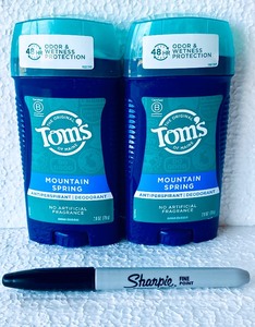 lot 432 image: Lot Of 2 - New The Original Toms of Maine Mountain Spring Antiperspirant Deodorant for Men, 2.8 Oz Each - As Shown