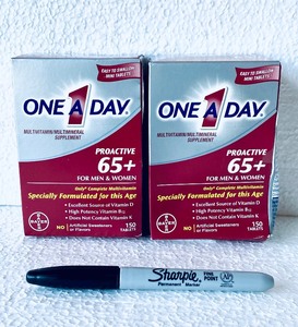 lot 438 image: Lot Of 2 - New One A Day Multivitamin Supplement Proactive 65 For Men & Women - As Shown - Total Retail $32