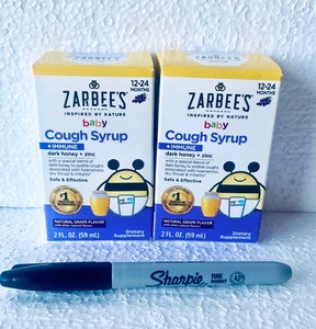 lot 446 image: Lot Of 2 - Zarbees Baby Cough Syrup  Immune With Dark Honey & Zinc, Natural Grape Flavor, 2 Fl Oz Each Box - As Shown