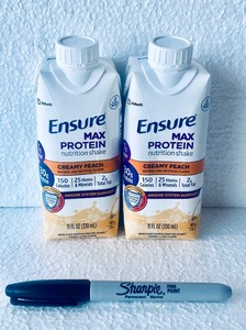 lot 448 image: Lot Of 2 - New Ensure Max Protein Nutrition Shake Creamy Peach, 11 Fl Oz Each - As Shown