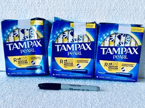 lot 453 image: Lot Of 3 - New Tampax Pearl Regular Unscented Tampons, 18 Tampons Each Box - As Shown