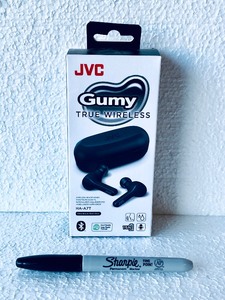 lot 454 image: New JVC Gumy True Black Wireless EarBuds With Charging Case, Model# HA-A7T - As Shown - Retails $30