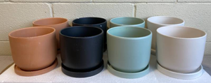 lot 500 image: Lot of 8 - New Assorted Self Watering Ceramic Pots - Retail $40
