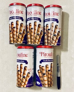 lot 503 image: Lot Of 5 - New Priouline Crme Filled Wafers Dark Chocolate, 3.25 Oz Per Container - As Shown - Total Retail $35